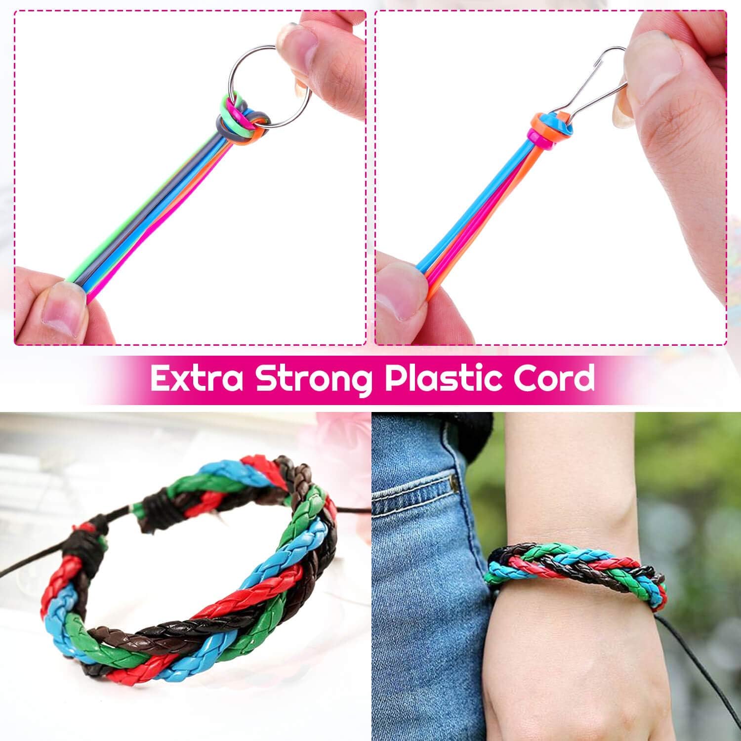 Lanyard String, Cridoz 25 Colors Gimp String Plastic Lacing Cord with 20pcs Snap Clip Hooks and Keyrings for Crafts, Bracelet, Lanyards and Jewelry Making
