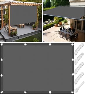 Sun Shade Cloth Waterproof 3x6 FT Pergola Shade Cover Canopy with Grommets Sun Screen Fabric Tarp for Patio Outdoor Garden Backyard Dark Gray