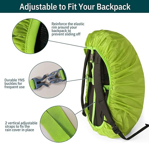 Miniatura 11 de Unigear Cubierta para Mochila Resistente a la Lluvia Clasificación Impermeable 5000mm, Ultraportátil y Duradera con 2 Correas de Hebilla Negro