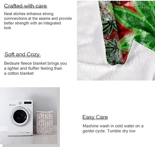 Miniatura 6 de HommomH Manta de 50 x 80 pulgadas, cómoda, cálida, suave, acogedora, aire acondicionado, fácil cuidado, lavable a máquina, hojas verdes