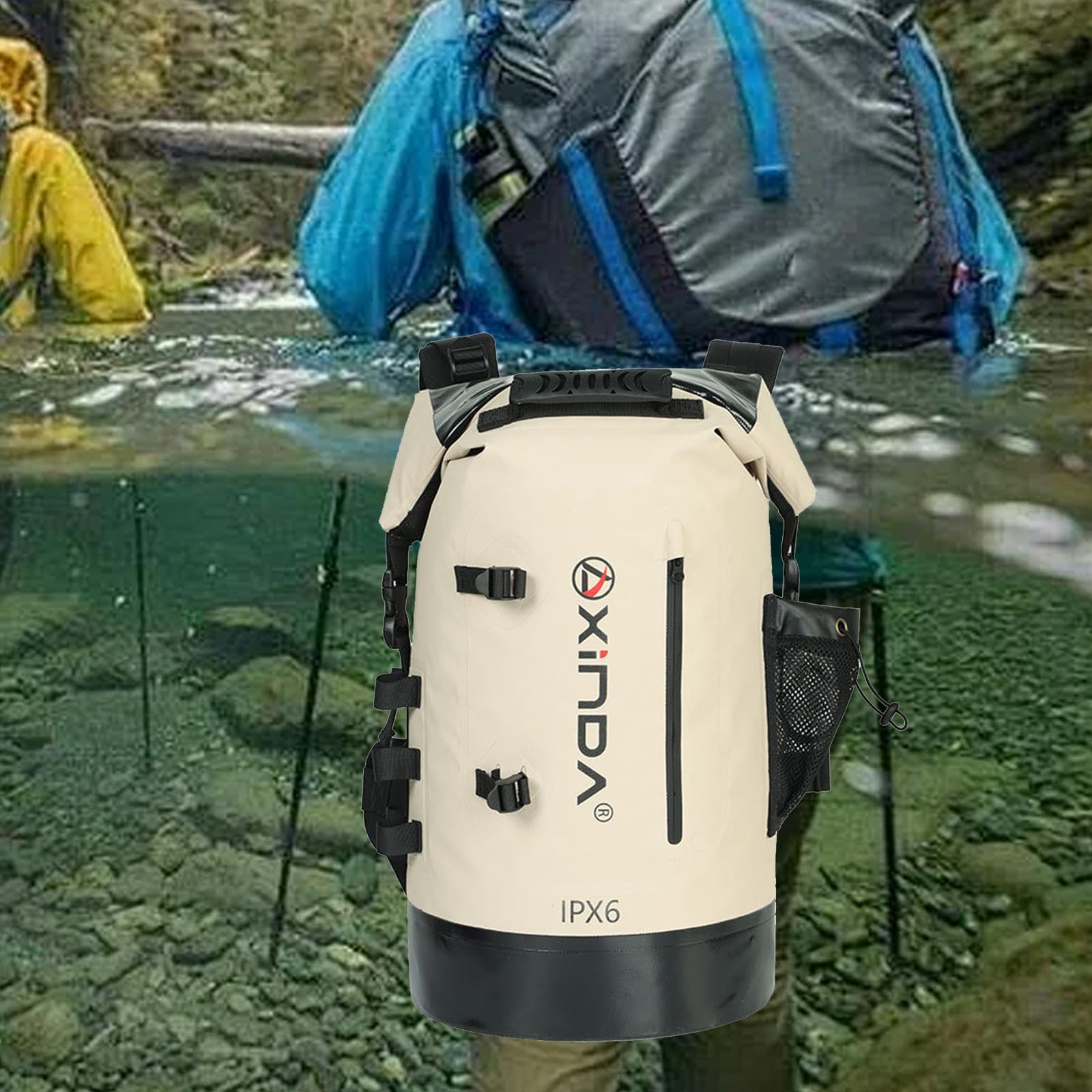 Bolsa Estanca Impermeable Mochila de PVC para Playa con Correa Ajustable Costura Sin Fugas Y Función de Protección de Objetos para Viajes