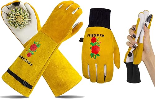 Tamaño mediano: 2 pares de guantes de cactus para jardinería, a prueba de espinas, guantes de jardín para mujer