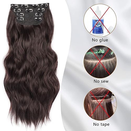 Vista 76 de Extensiones de cabello sintético con clip de 20 pulgadas para mujer, 4 piezas, extensiones de cabello largo y rizado, extensiones de cabello