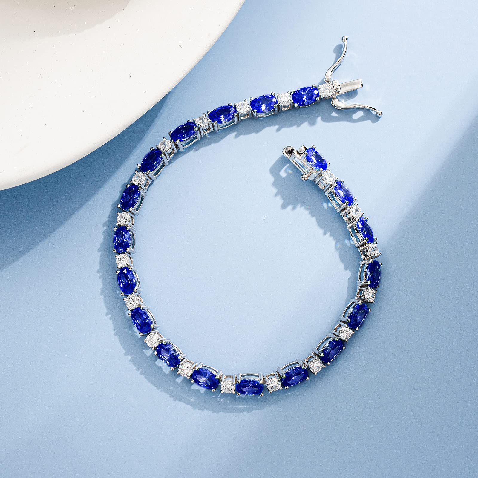 FANCIME Bracciale da tennis da donna, in argento Sterling 925, con pietra portafortuna, ideale come regalo per donne e ragazze, lunghezza 19 cm