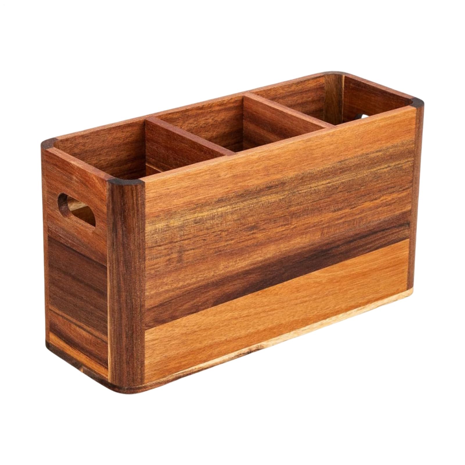 Porta Utensilios de Cocina Con Compartimento Y Agujeros De Secado | Organizador De Madera Para Cocina Para Cubiertos Cucharas Espátulas Hogar Apartamento