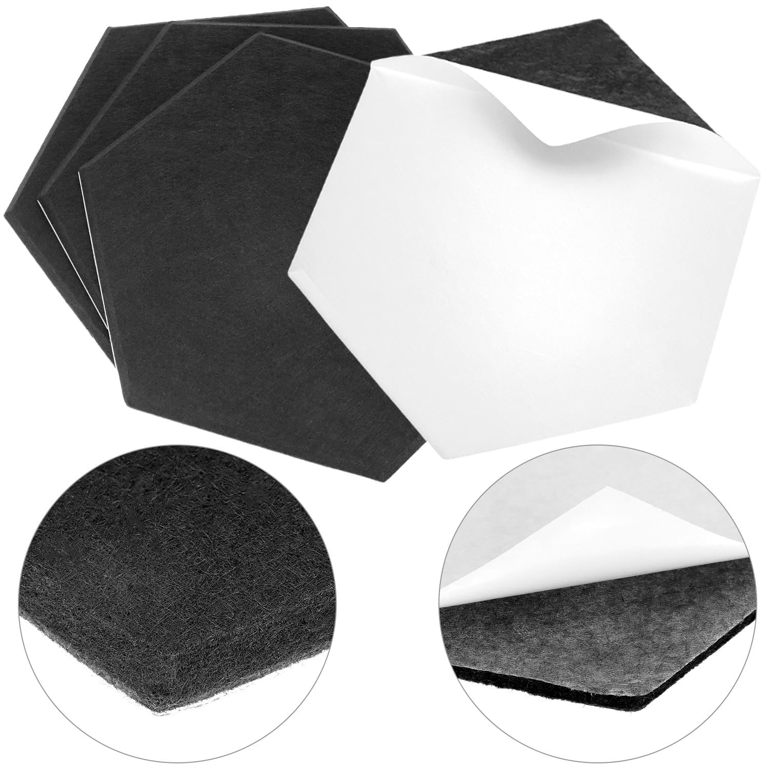 QWORK® 18 Piezas paneles acústicos autoadhesivos, 30x26x0.9cm paneles insonorizacion pared hexagonales negras, paneles de espuma acústica de alta densidad, para estudio y oficina
