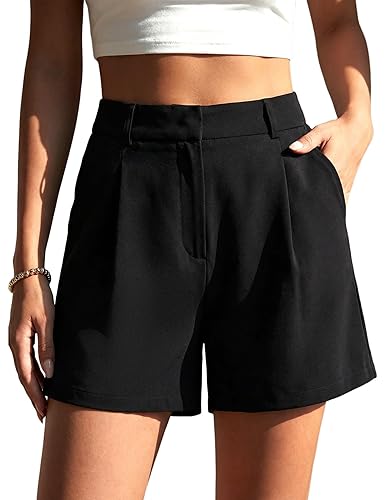 Womens Casual Dressy Shorts High Waisted Wide Leg Back Elastic