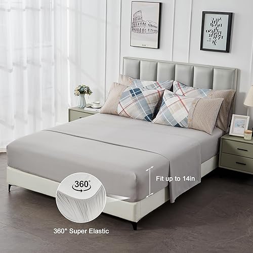 Miniatura 5 de ENJOHOS Bed in a Bag Queen - Juego de edredón de 7 piezas, color caqui, tamaño Queen con sábana, juego de ropa de cama de espiga a cuadros