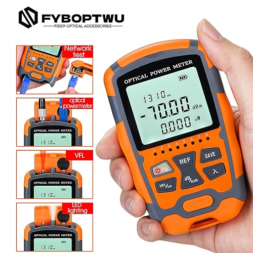 Miniatura 2 de 2pcs 4 en 1 función VFL-10 Localizador visual de fallas y medidor de potencia óptica portátil OPM (FCSCST) y prueba de red RJ45 e iluminación LED,