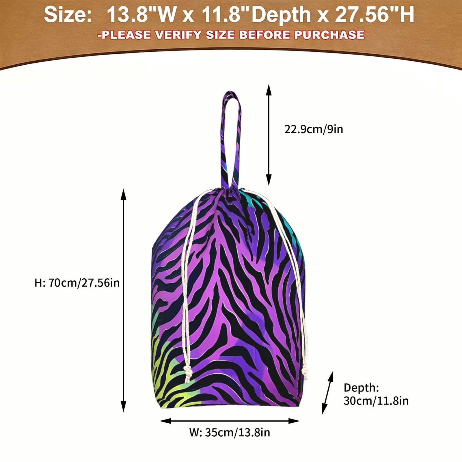 Sacchetti per la biancheria con coulisse, motivo zebrato, 70 x 35 cm