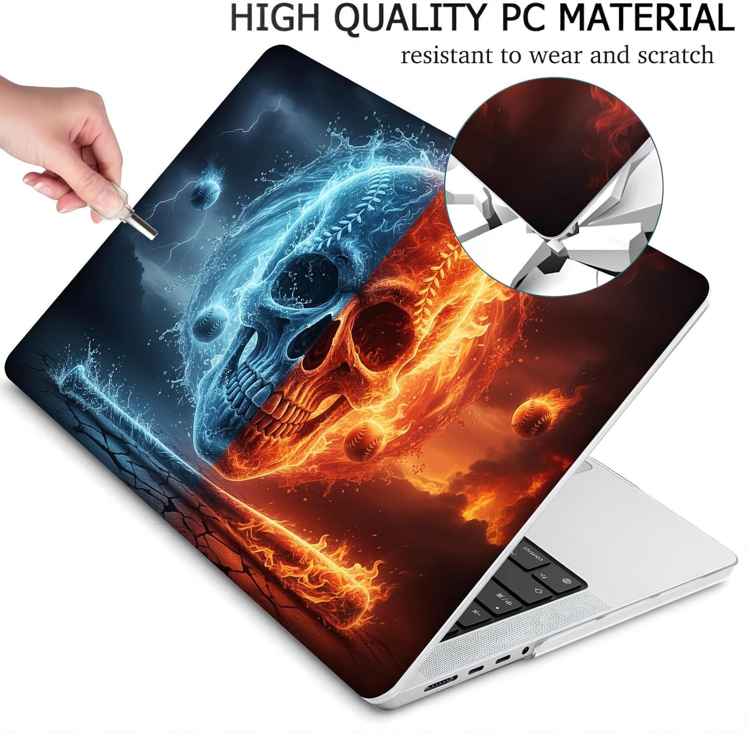 Compatible with MacBook Neo 13-inch, Hard Shell Case with Keyboard Cover and Screen Protector (A3404 A18 Pro chip, 2026 Release) - Baseball Skull MC22178