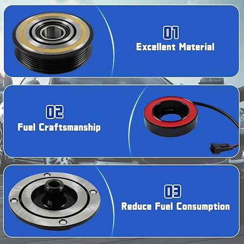 Miniatura 6 de Kit de embrague de compresor de AC, kit de ensamblaje de aceite de embrague de compresor de CA, repuesto para Ford Explorer 2011-2015 motor de 3.5