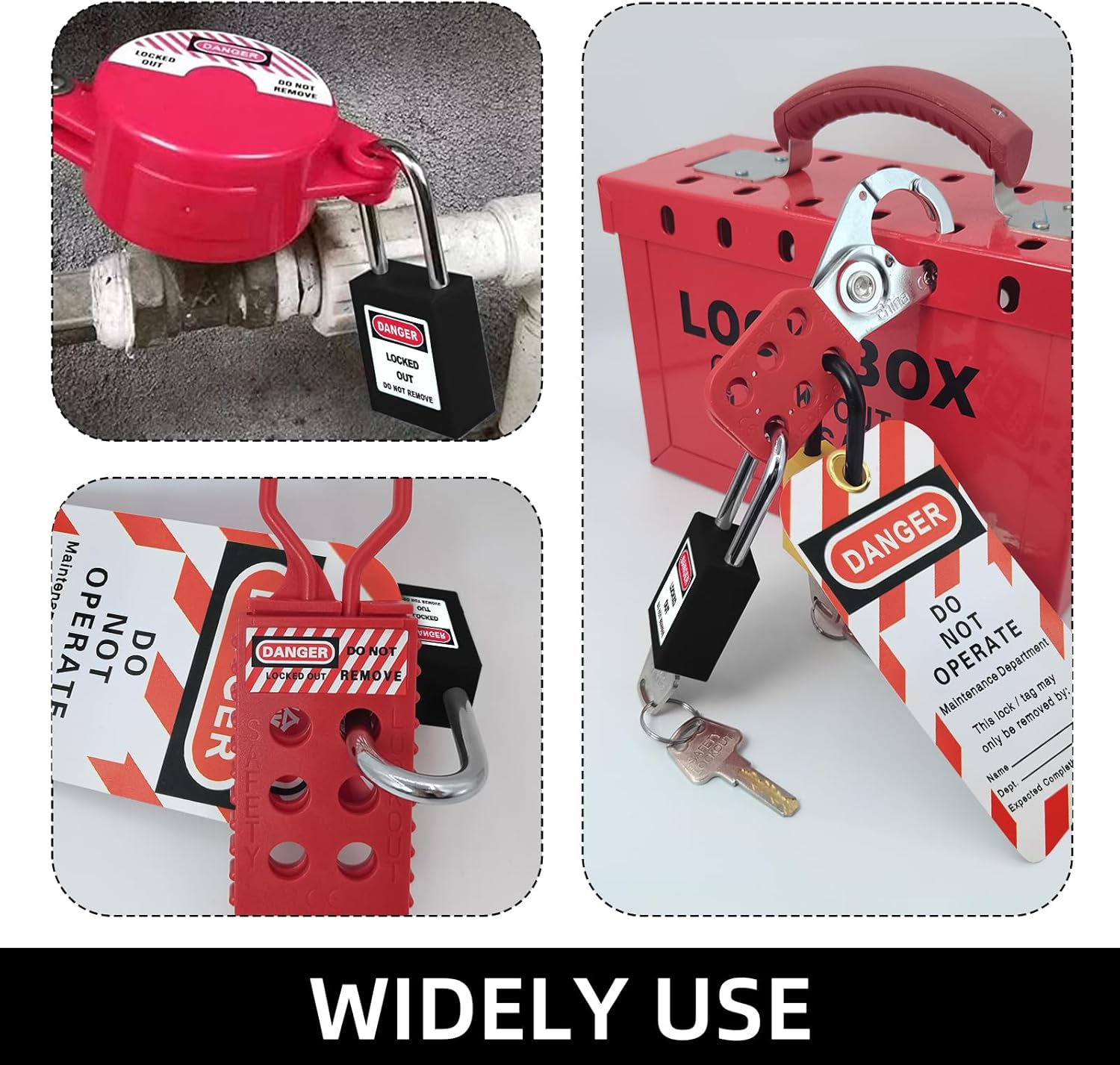 Lockout Tagout Lock Set-10pcs Black Loto Locks, Keyed Different, 2 Keys Per Lock, OSHA Compliant Safety Padlocks for Electrical Lockout Tag Out Kit