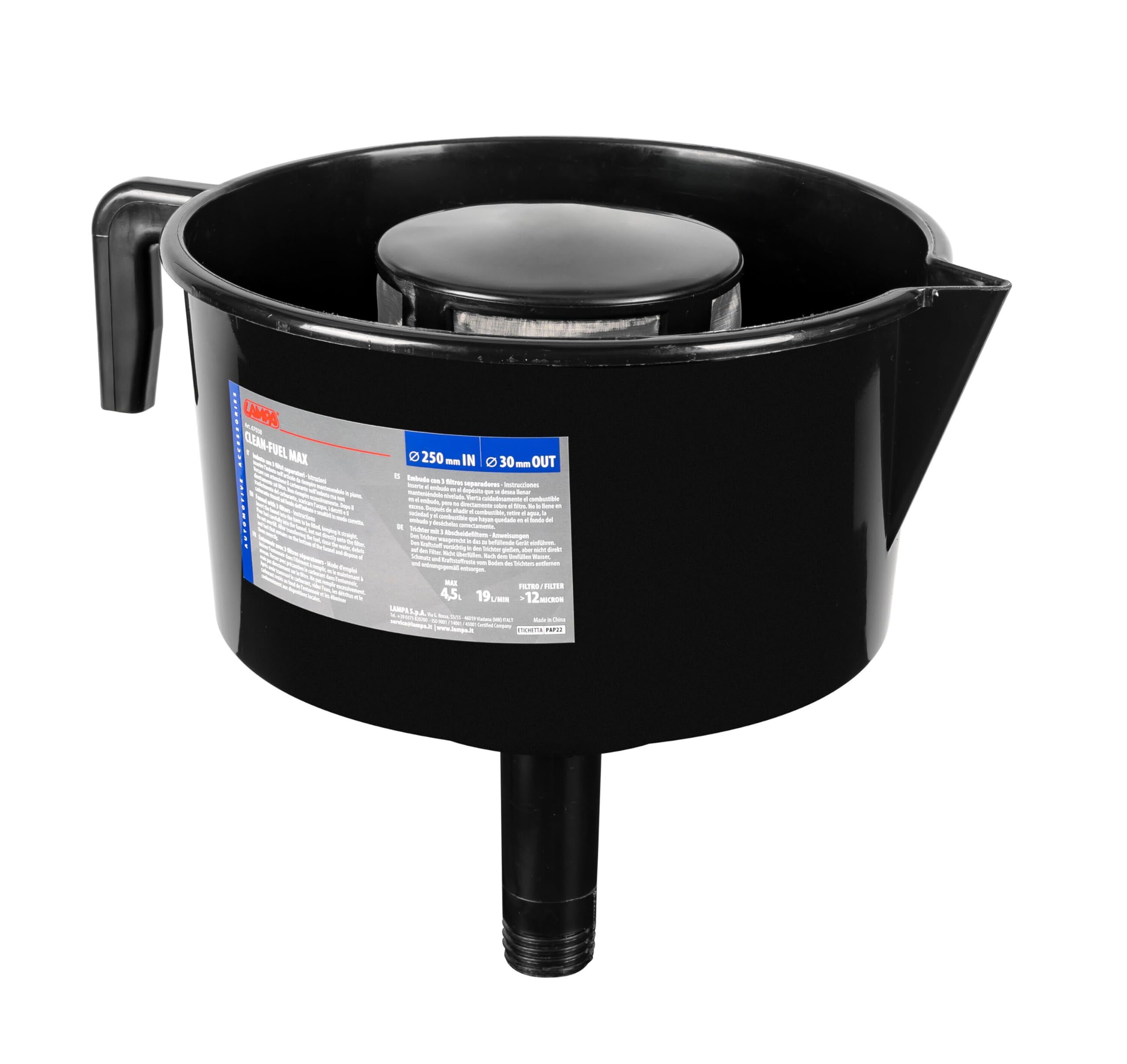 Lampa 67038 Imbuto professionale con 3 filtri separatori per filtrare i carburanti da acqua e impurità