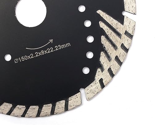 Miniatura 4 de Hoja de sierra de diamante de 5.9in con orificios de refrigeración, hoja de segmentos de diamante turbo para mármol, granito, pavimentos de hormigón