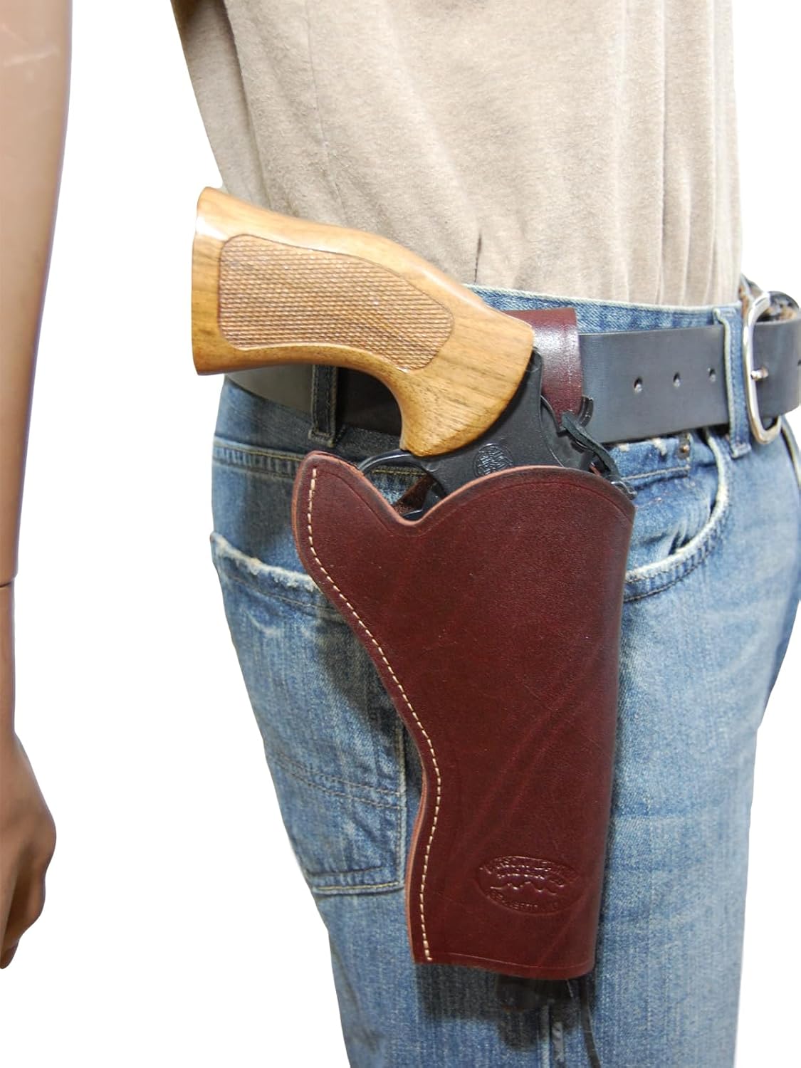 Barsony New Burgundy Leather 49-er Style Gun Holster for 4 inch Revolvers