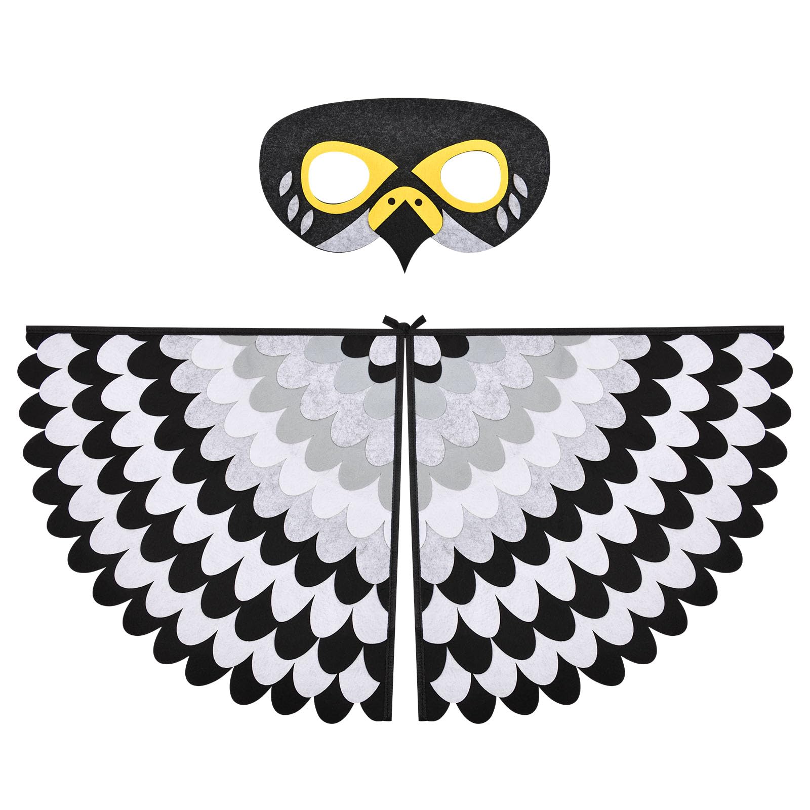 URAQT Felt Bird Capes Wings, Kids Bird Wings Costume Set with Felt Eye Mask, Adjustable Fairy Bird Fancy Dress Up Peacock Flamingo Cape Costume for Theme Party Carnival Halloween Cosplay