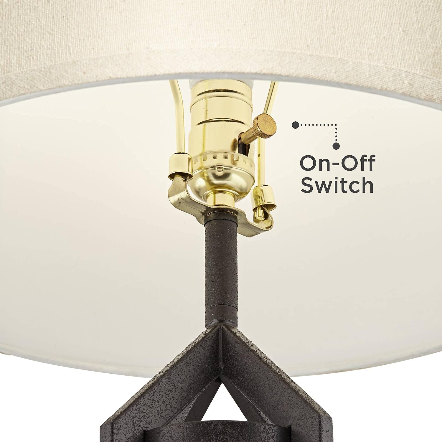 Franklin Iron Works Lucas Industrial Western Table Lamps 27.5" Tall Set of 2 with Round Risers USB Charging Port Nightlight LED Bronze Metal Oatmeal Drum Shade Living Room Bedroom House Bedside