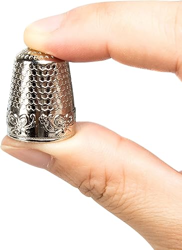 Miniatura 3 de AXEN Dedal de costura de 4 piezas, protector de dedo de metal para costura, accesorios para herramienta de costura DIY, color plateado