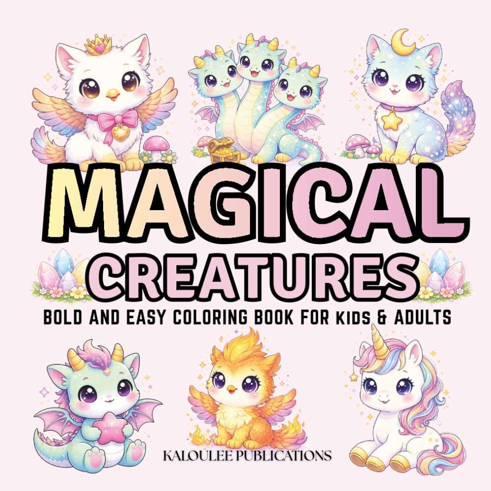 MAGICAL CREATURES: Bold And Easy Fantasy Coloring Book For kids & Adults (Bold & Easy Magical Worlds)