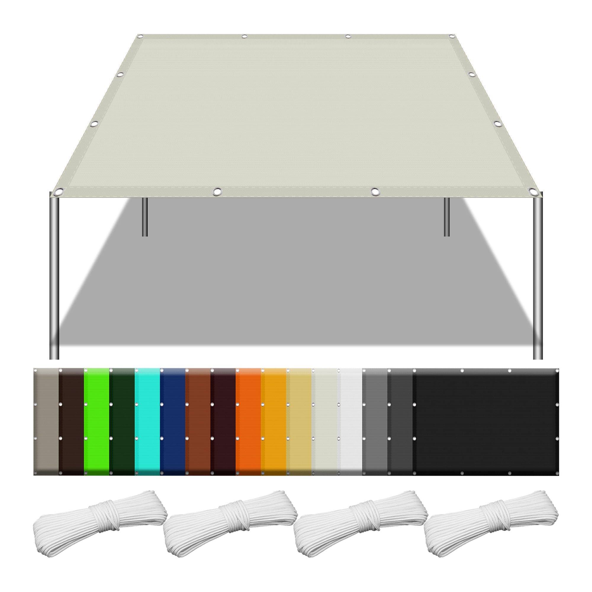 Filet d'ombrage avec oeillets 2x8m : protégez votre patio du soleil et de la pluie