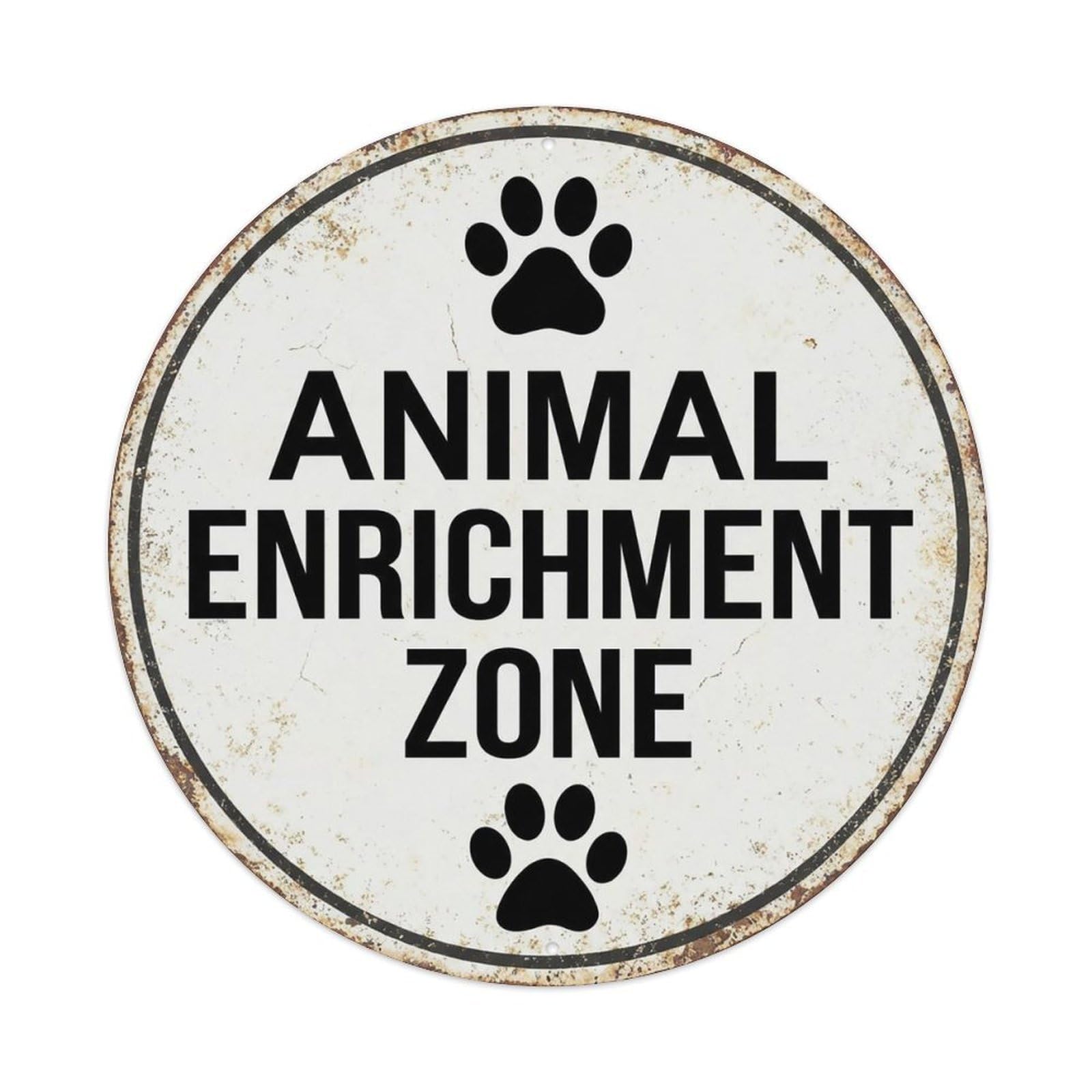 Vintage Animal Enrichment Zone Area Vintage Metal Tin Sign Plaque Wall Decor for Cafe, Club Bar, Office, Garden Metal Poster 8x8Inch