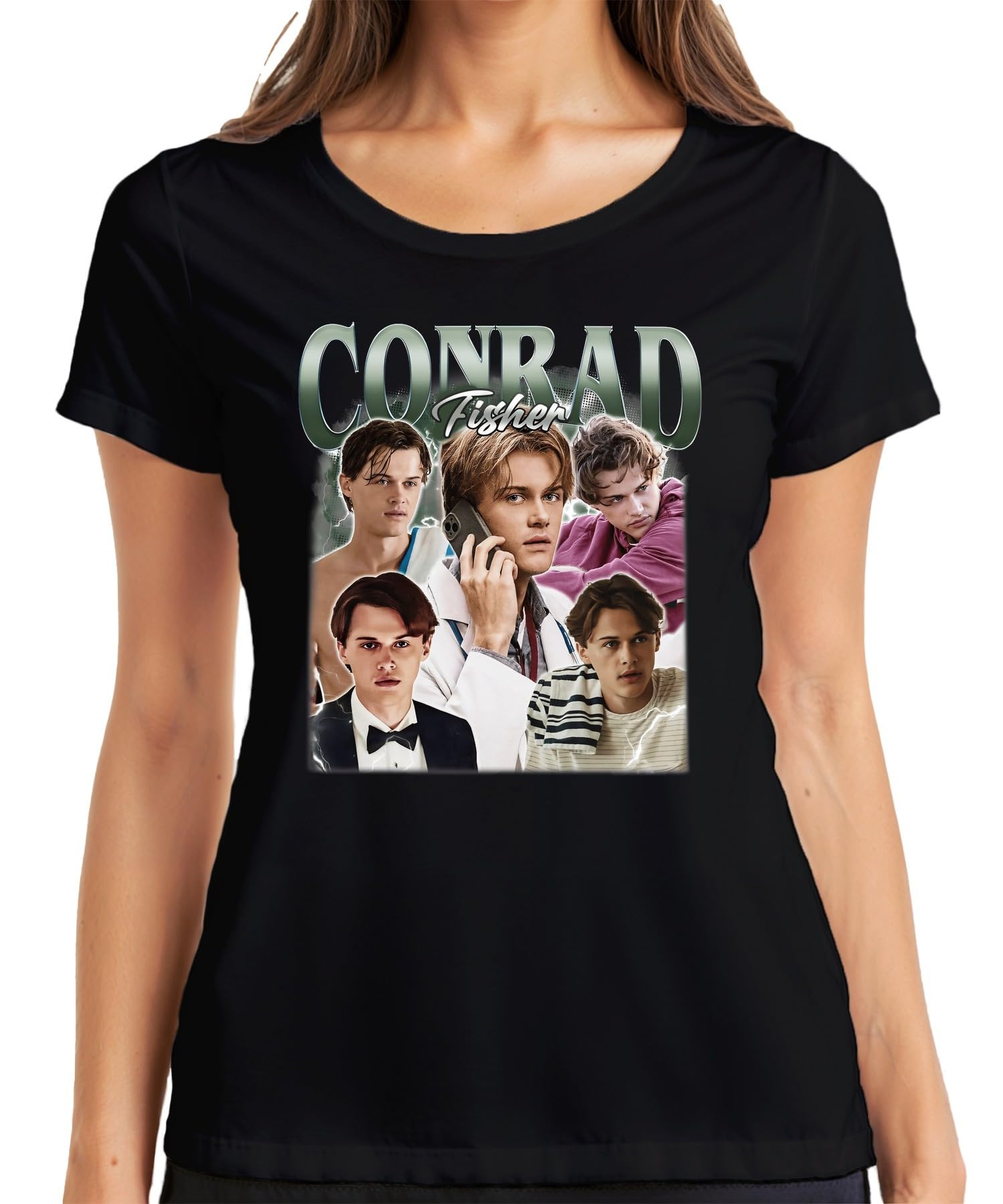 Printera Women's Black Conrad Fisher 90S Bootleg Summer I Turned Pretty T-Shirt, L