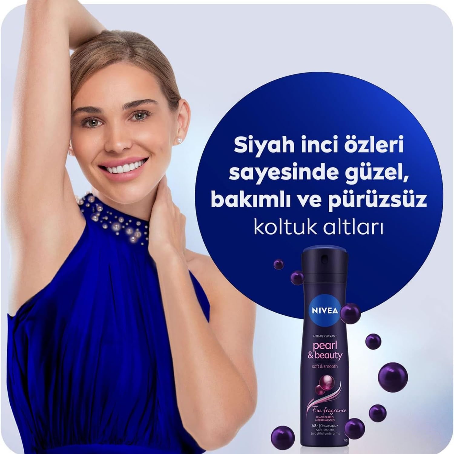 NIVEA Kadın Sprey Deodorant Pearl & Beauty, Ter ve Ter Kokusuna Karşı, 48 Saat Koruma, Pürüzsüz Koltuk Altı, 150 ml + NIVEA Kadın Sprey Deodorant Pearl&Beauty Fine Fragrance,48 Saat Koruma 150ml X2