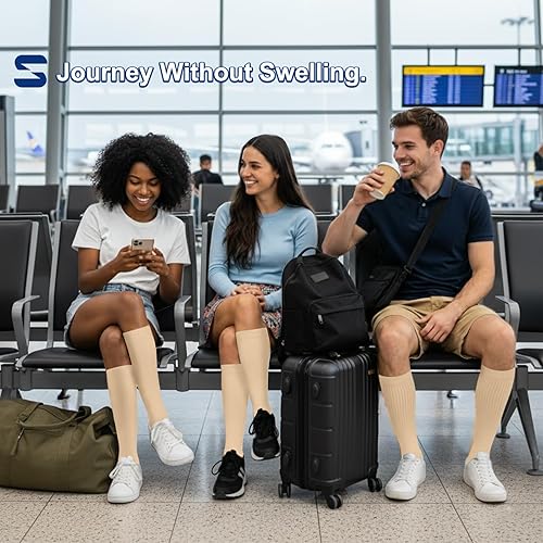 Miniatura 2 de Calcetines de compresión para mujeres y hombres circulación (3 pares) son el mejor apoyo para correr, atletismo, ciclismo, senderismo