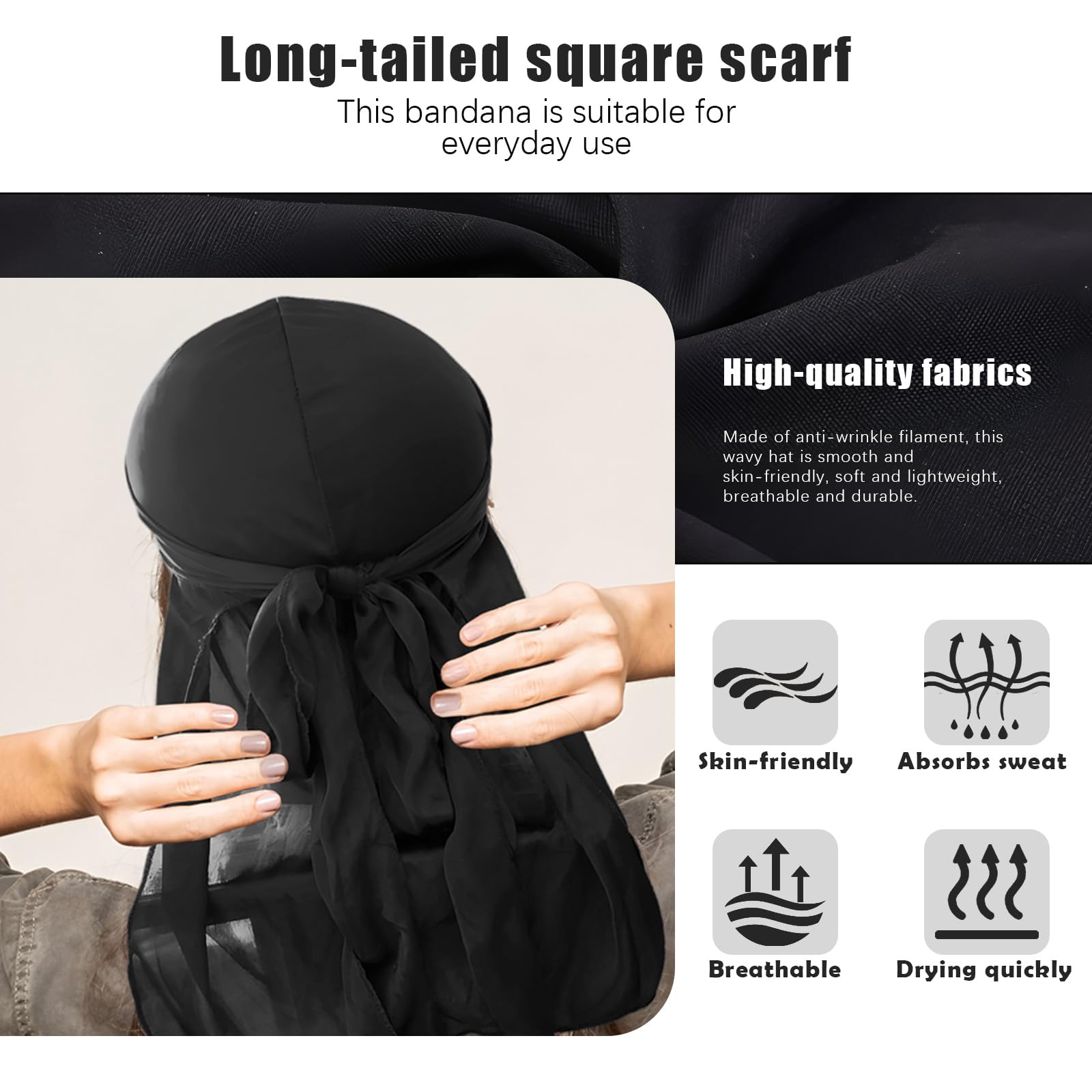 2 Pezzi Bandana Turbante Con Coda - Berretto Elastico Per Ciclismo E Sport