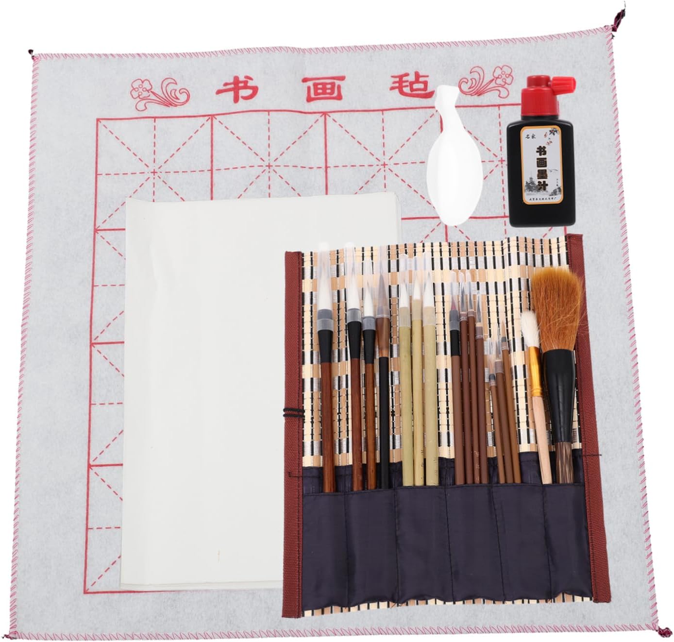 OSALADI Traditional Chinese Calligraphy Brush Set for Beginners 8-Piece Sumi Painting Tool Kit Handles Suitable for Writing and Art Projects