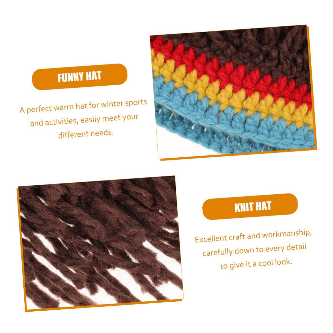 SHERCHPRY 3stücke Weird Wig Hat Lustige Strickmütze Mit Reggae-frisur Handgefertigt Warm Und Einfarbig Für Partys Und Besondere Anlässe Unisex Für Männer Und Frauen