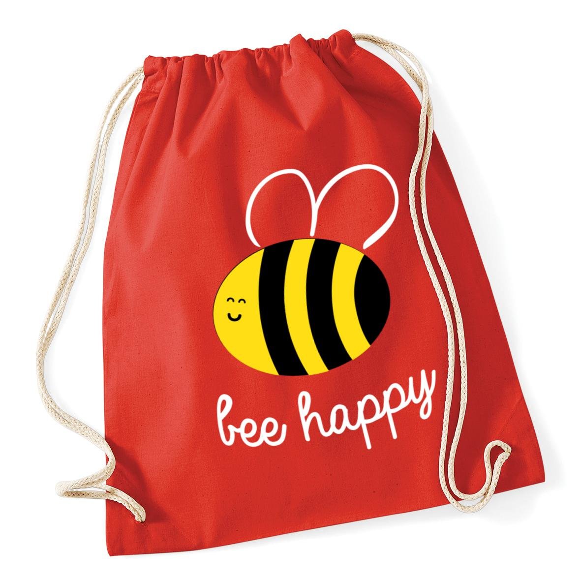 Hippowarehouse Bee Happy Drawstring Cotton School Gym Bag 37cm x 46cm, 12 litres