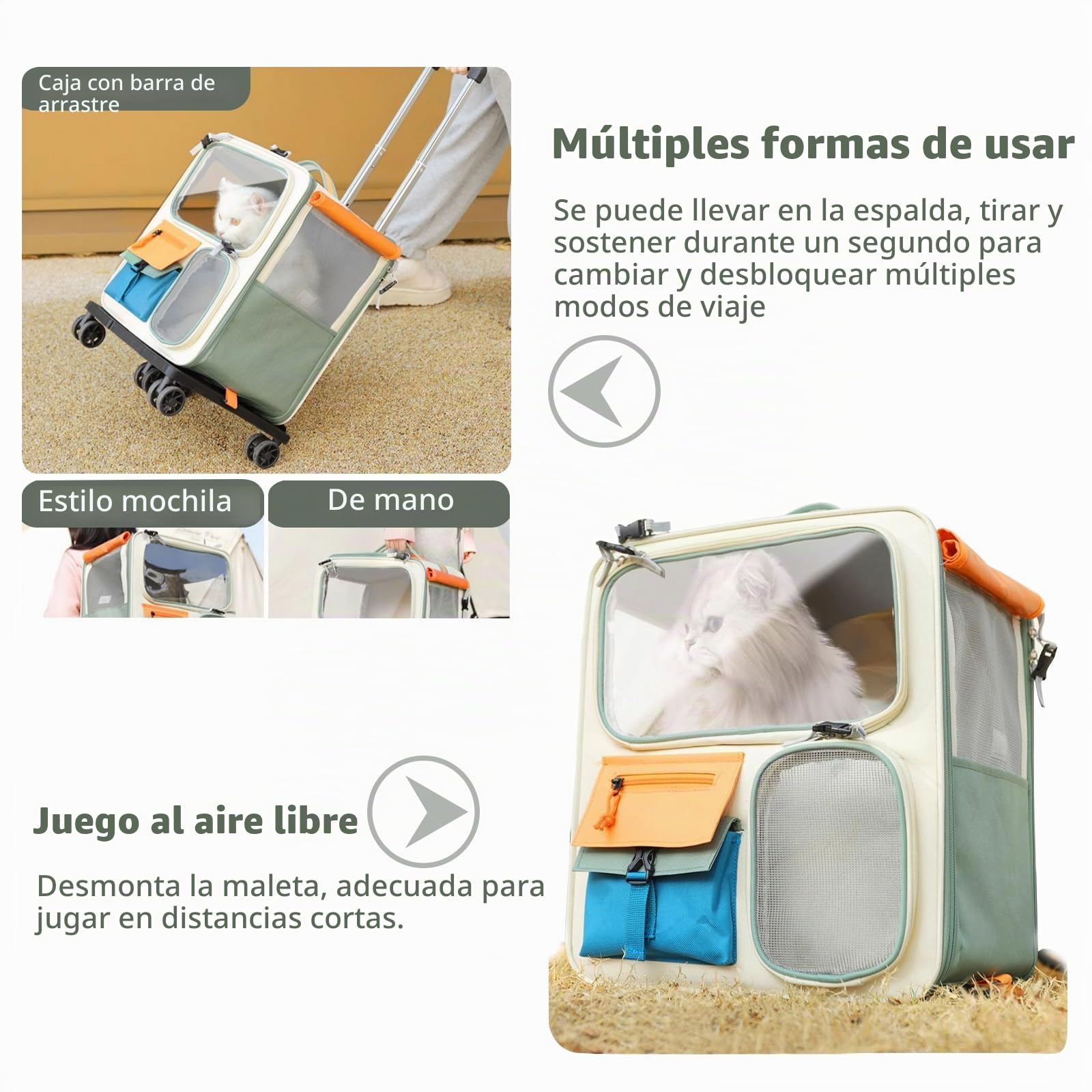 PETCUTE Mochila para Perros con 4 Ruedas,Mochila Plegable para Gatos Grandes y Perros Pequeños con Alfombrilla Extraíble,Transportín Perro Gato Mascotas con Diseño Ventilado,Ideal para Viajar