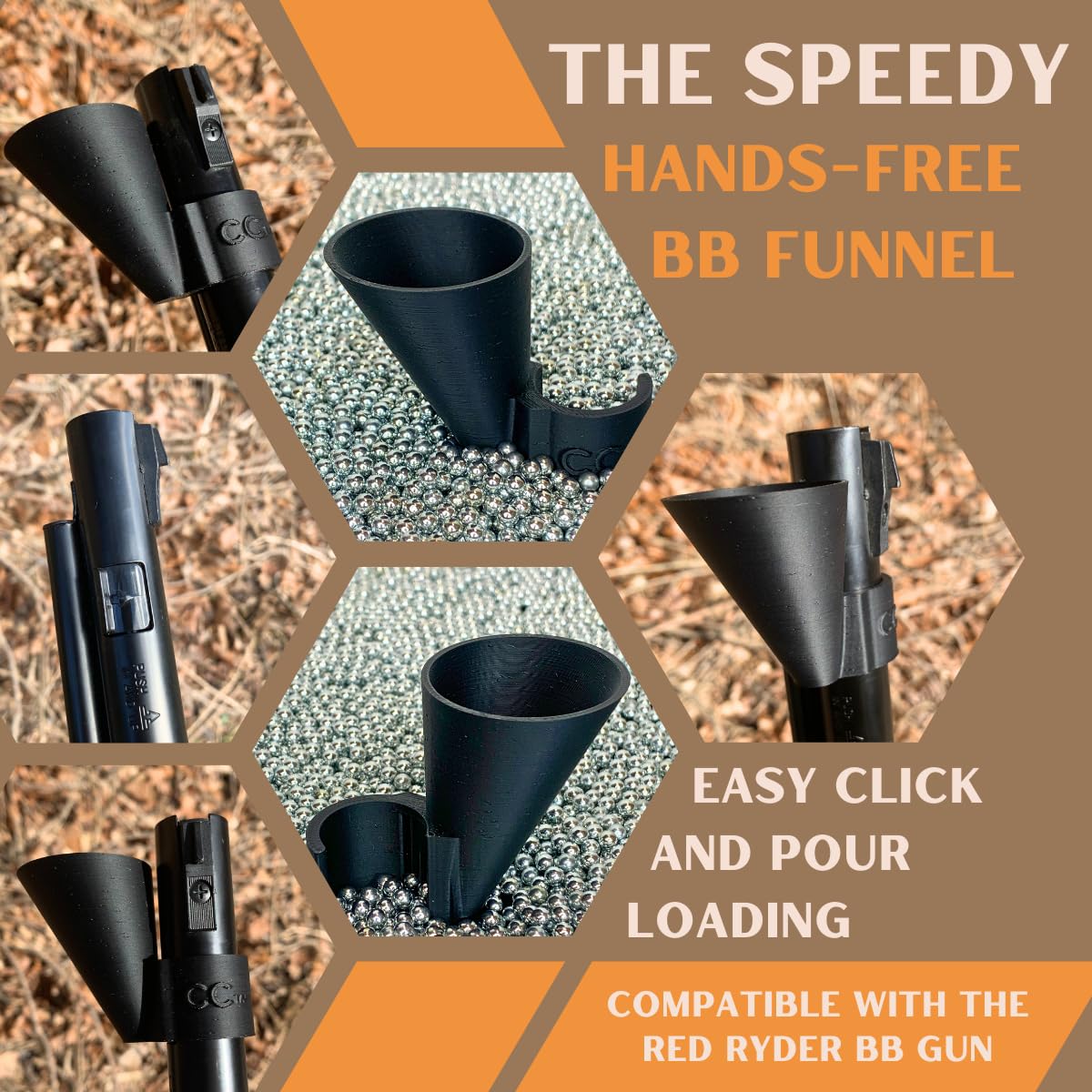 The Speedy Hands Free BB Funnel - Compatible Only with The Red Ryder - No More Spills or Lost BBS - Refilling BBS can be Difficult and frustrating by Hand - Even Ralphie Needed Help