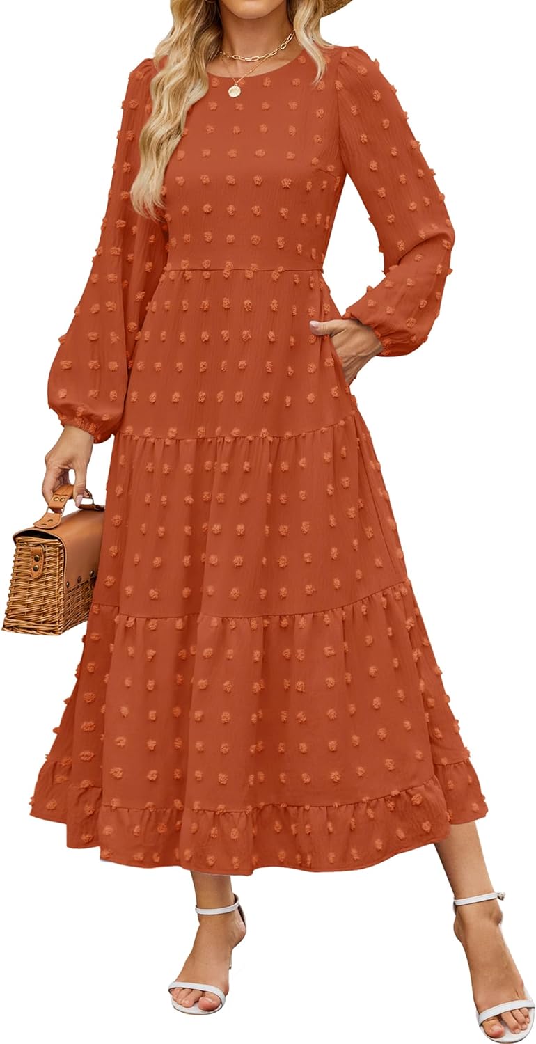 Zesica Women's Fall Long Sleeve Maxi Dress