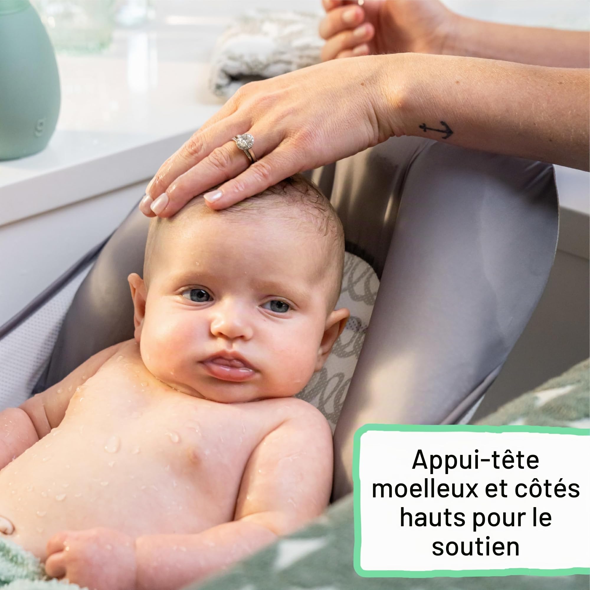 INGENUITY Transat de bain pour bébé pliable gris