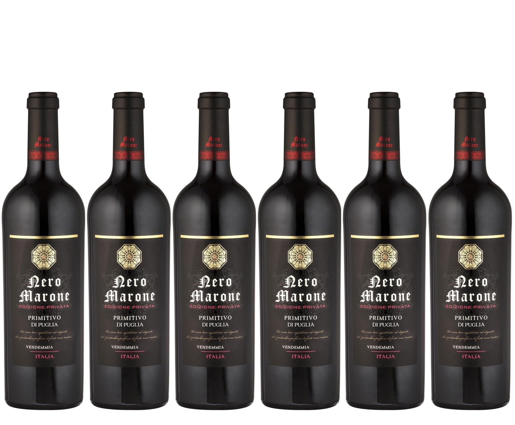 Nero Marone - Vin rouge italien, Primitivo IGT Puglia (6 x 0.75 L)