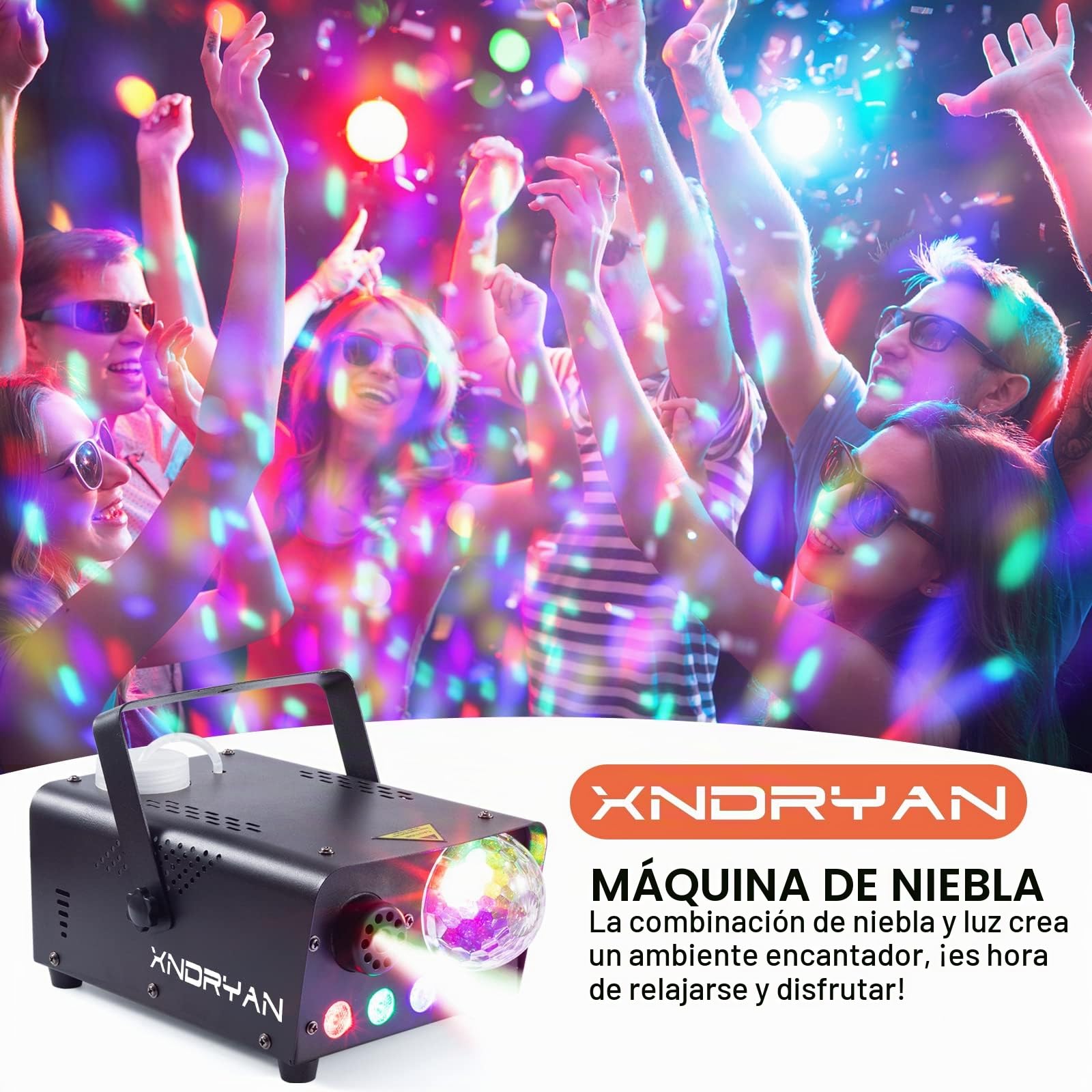 Máquina de Niebla, Máquina de Humo Profesional de 600W para Fiestas con Luz de Bola de Disco – Máquina de Humo de Etapa RGB LED 2500CFM de Gran Efecto para Fiestas, Bodas, Navidad, Discotecas DJ