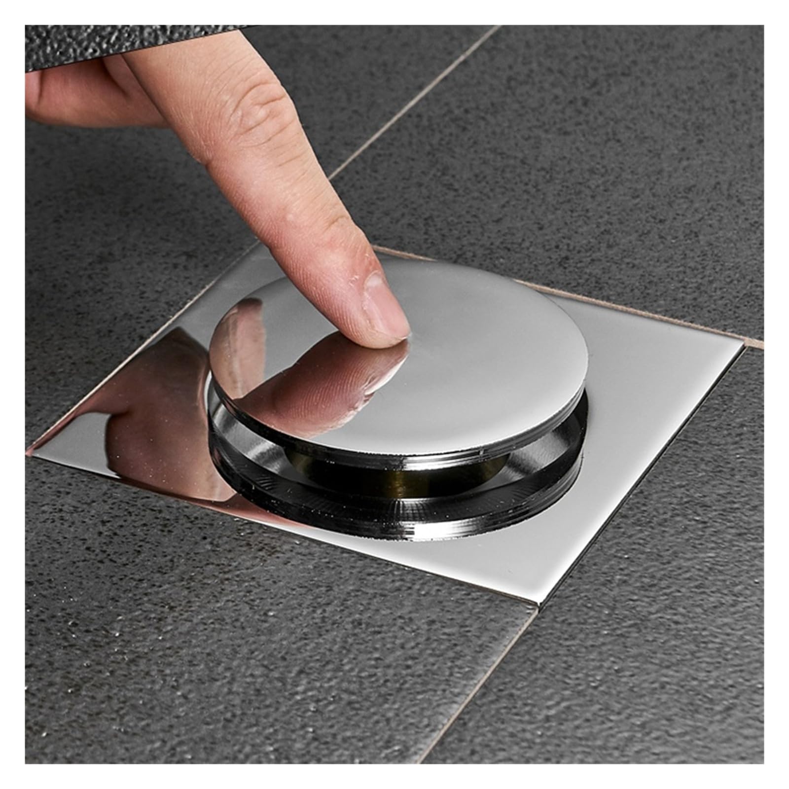 Housse de douche carrée en laiton chromé anti-odeur 10 cm (TT-TL-Noir)