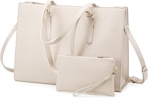 LOVEVOOK Bolsa para computadora portátil para mujer, bolso de mano de gran capacidad, juego de bolso de hombro de cuero, maletín profesional de