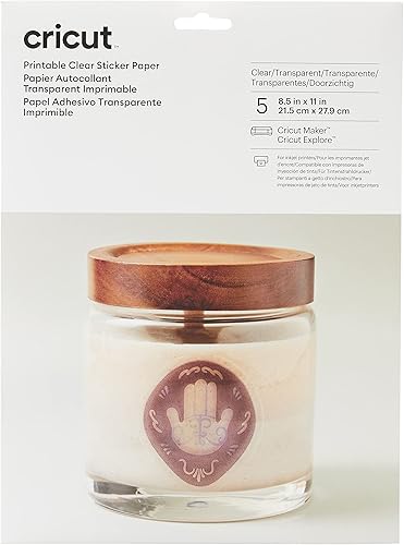 Miniatura 1 de Cricut Papel adhesivo transparente imprimible, 8.5 in x 11.0 in (8,5 x 11 pulgadas)