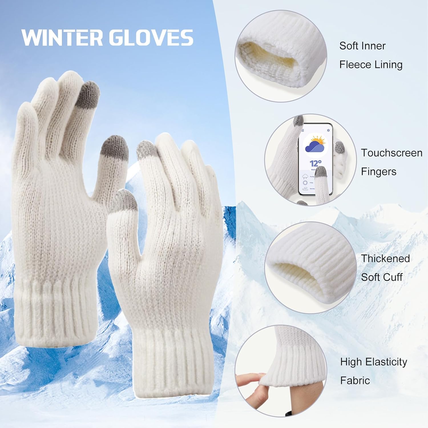 4 Pcs Women Trapper Hat with Earflaps Scarf Gloves Socks Winter Set Warm Faux Fur Hat for Cold Weather Women Men - Image 5