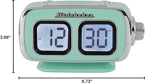 Miniatura 6 de Studebaker Pantalla grande LCD AMFM Reloj Retro Radio USB Bluetooth Aux-in Dormitorio Cocina Contador Pequeño Huella (Verde Azulado)