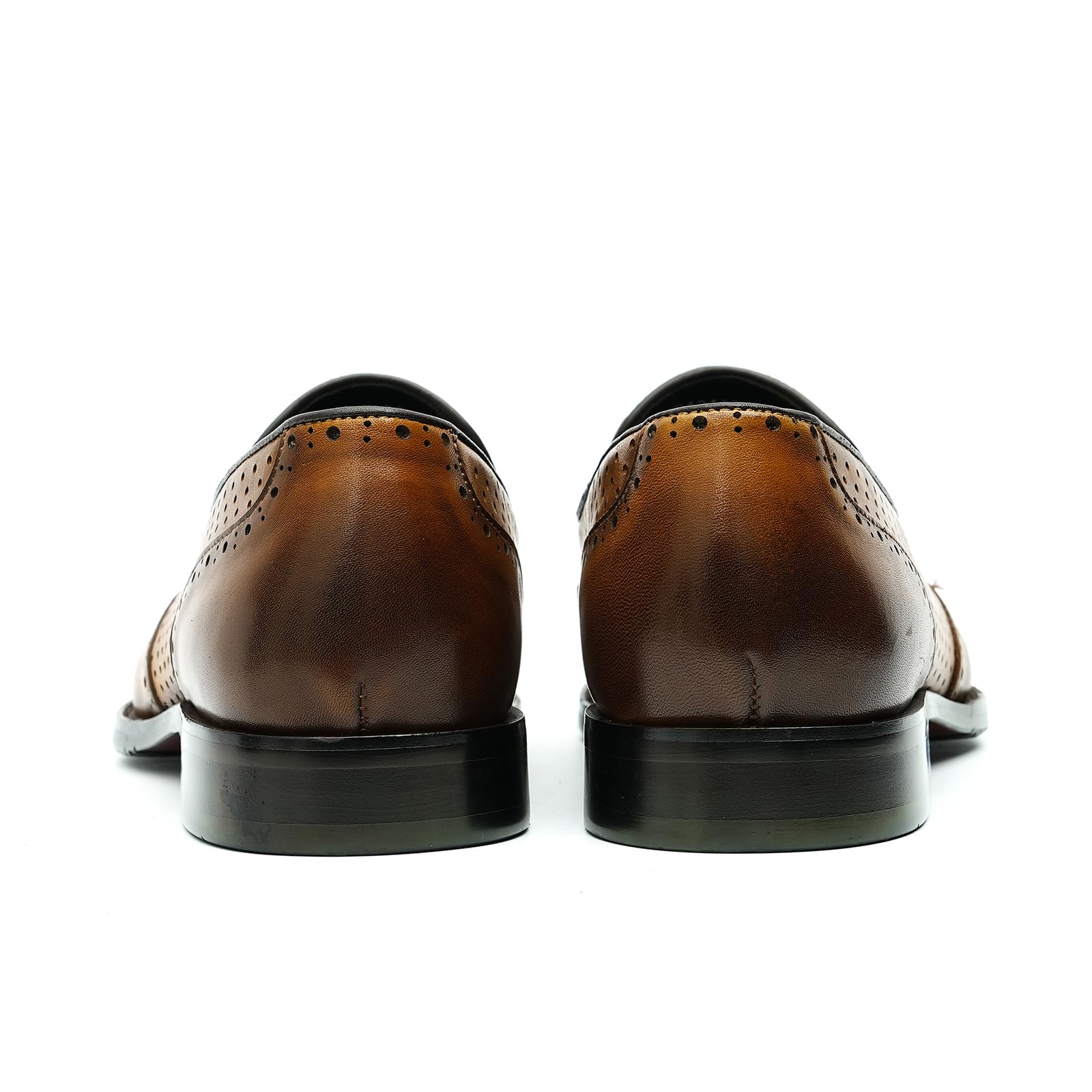 Mocasines con Borlas para Hombres Brogues Huecos Transpirables Zapatos Slip On en Cuero