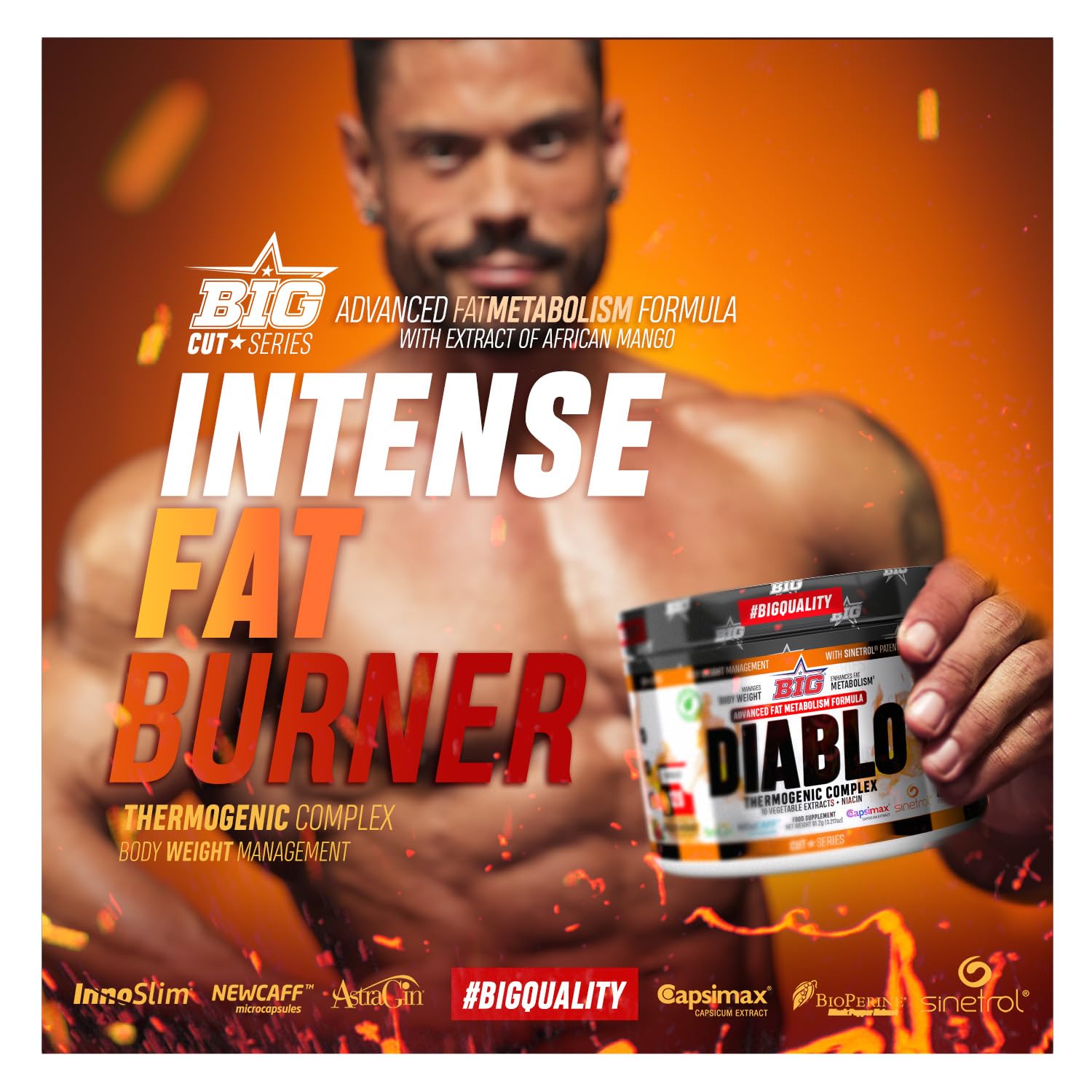 BIG - Quemagrasas Potente para Adelgazar muy Rapido, Fórmula Exclusiva con 10 Ingredientes, Elimina la Grasa y Ayuda a Bajar de Peso, Acelera el Metabolismo en Hombre y Mujer, 40 Servicios, 120 caps