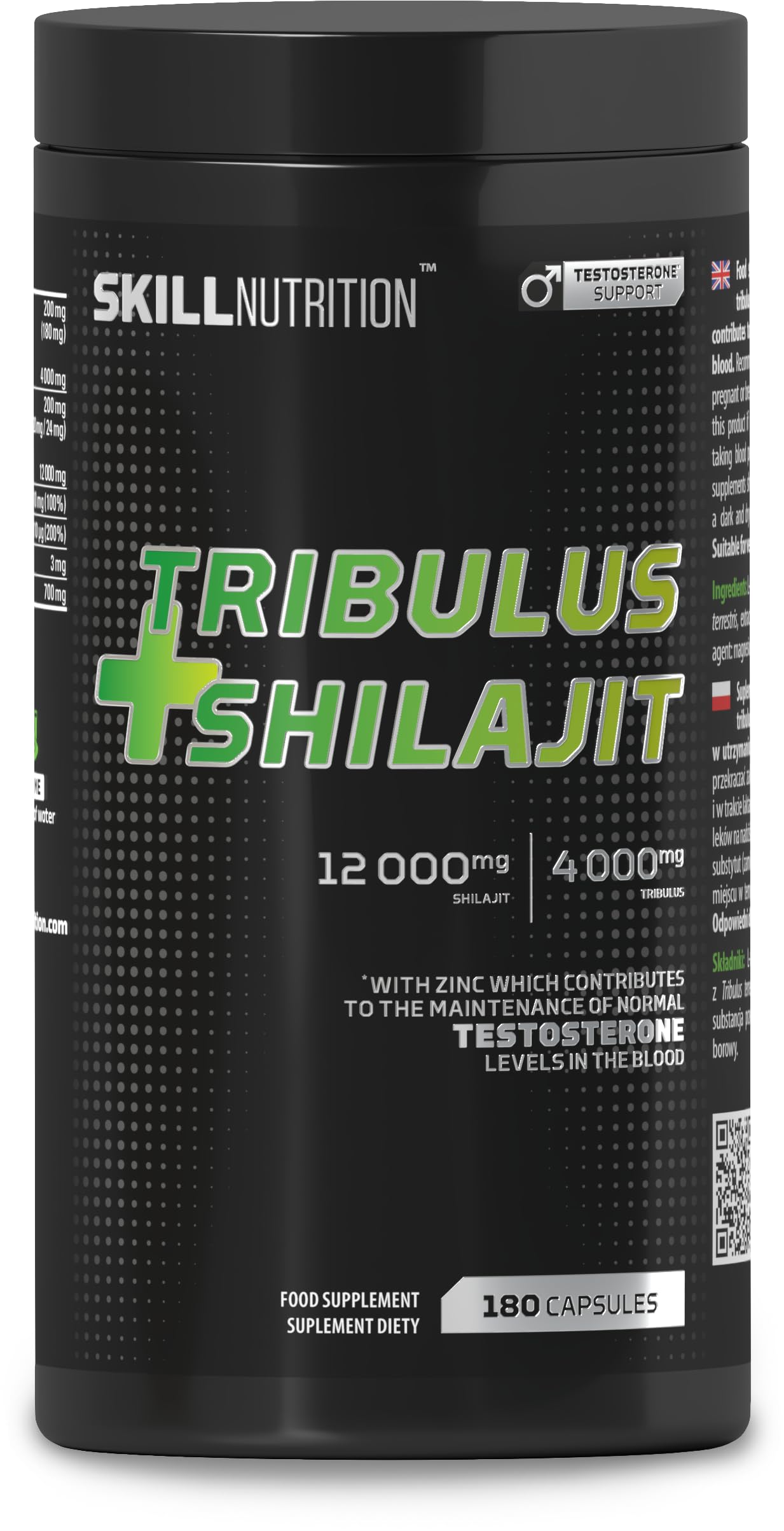 Skill Nutrition Tribulus + Shilajit - 180 Vegan caps