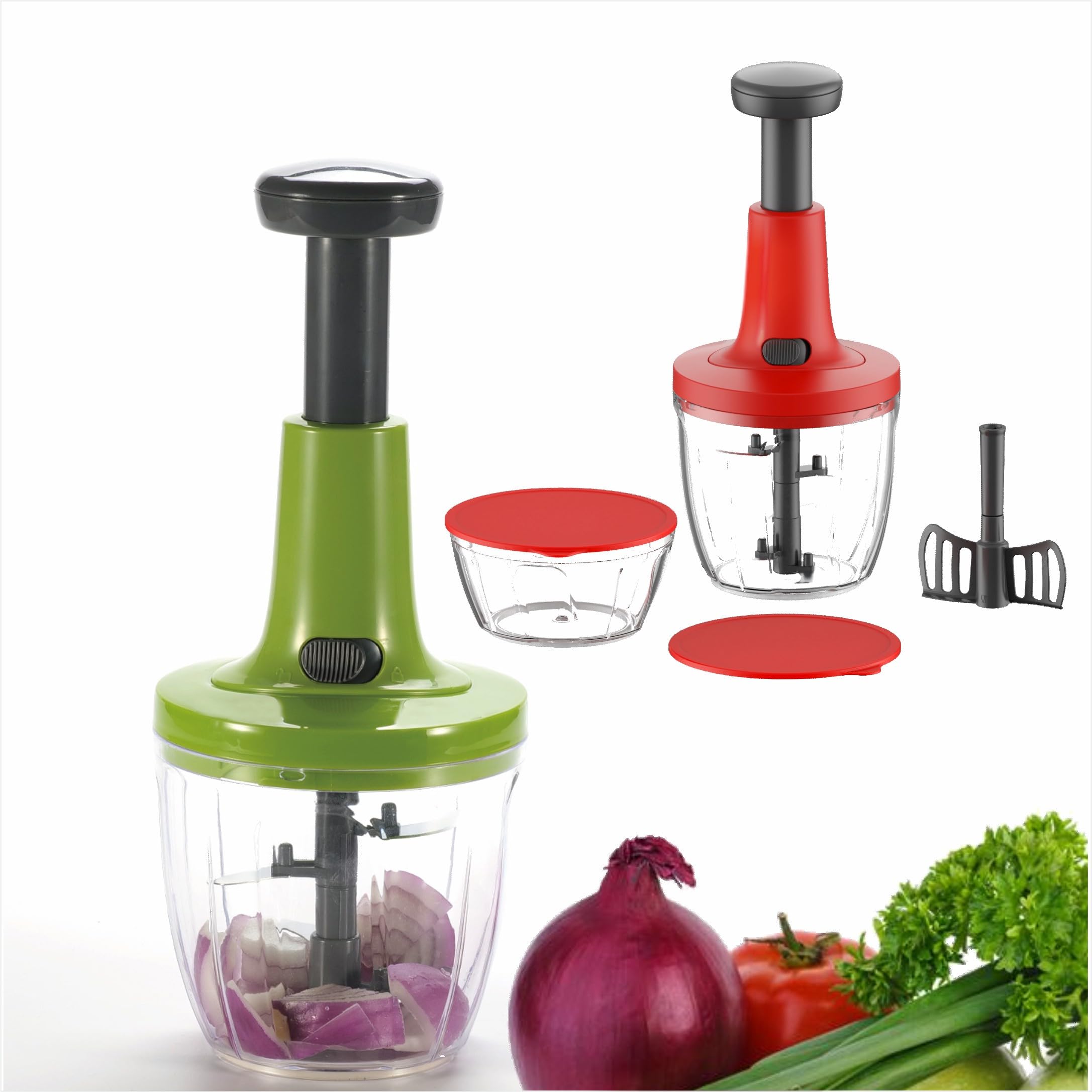 Meridiana CHEF ROTOR Mixer Tritatutto da Cucina, 5 Lame Acciaio Inox, Doppio Contenitore 900 ml + 400 ml, Bianco