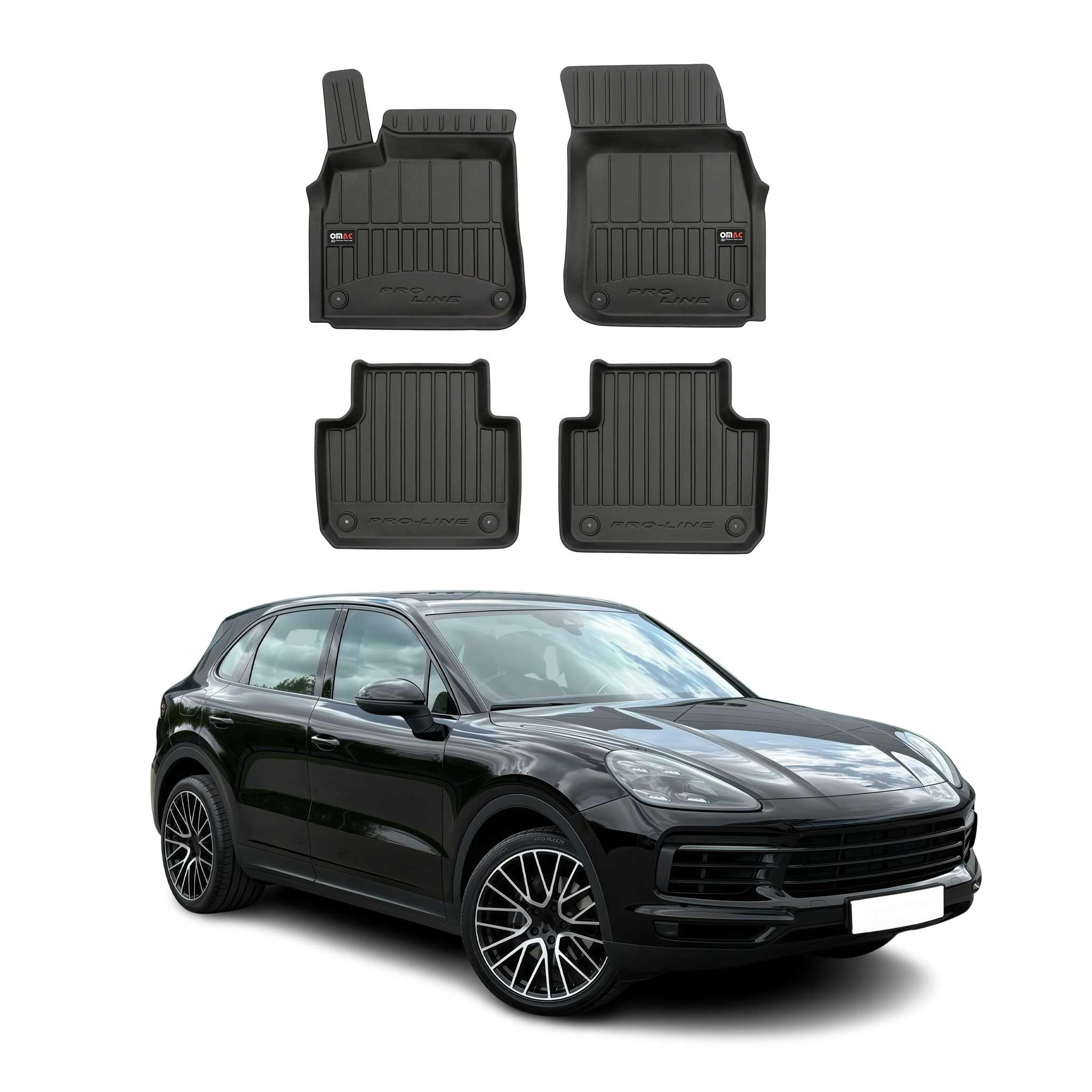OMAC Dywaniki Gumowe Pasujące do Porsche Cayenne 9YA 2017-2025 Premium Guma Czarny 4X