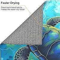 Vista 2 de Tapete de secado de platos de tortuga marina de dibujos animados para encimeras de 18 x 16 pulgadas, almohadilla escurridor de platos con lazo
